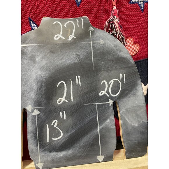 Marsh Landing Zip Front Cardigan Sweater Large Red White Blue Mitten Star USA - Picture 12 of 15